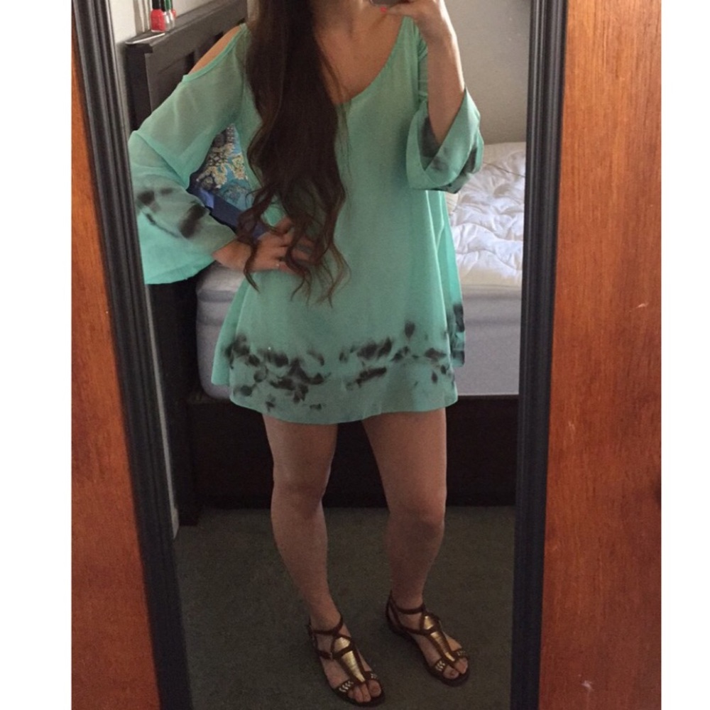 Boho teal dress